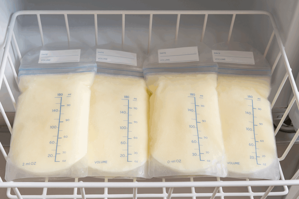 儲乳袋上要標示擠奶的日期時間、奶量,再冷藏或冷凍