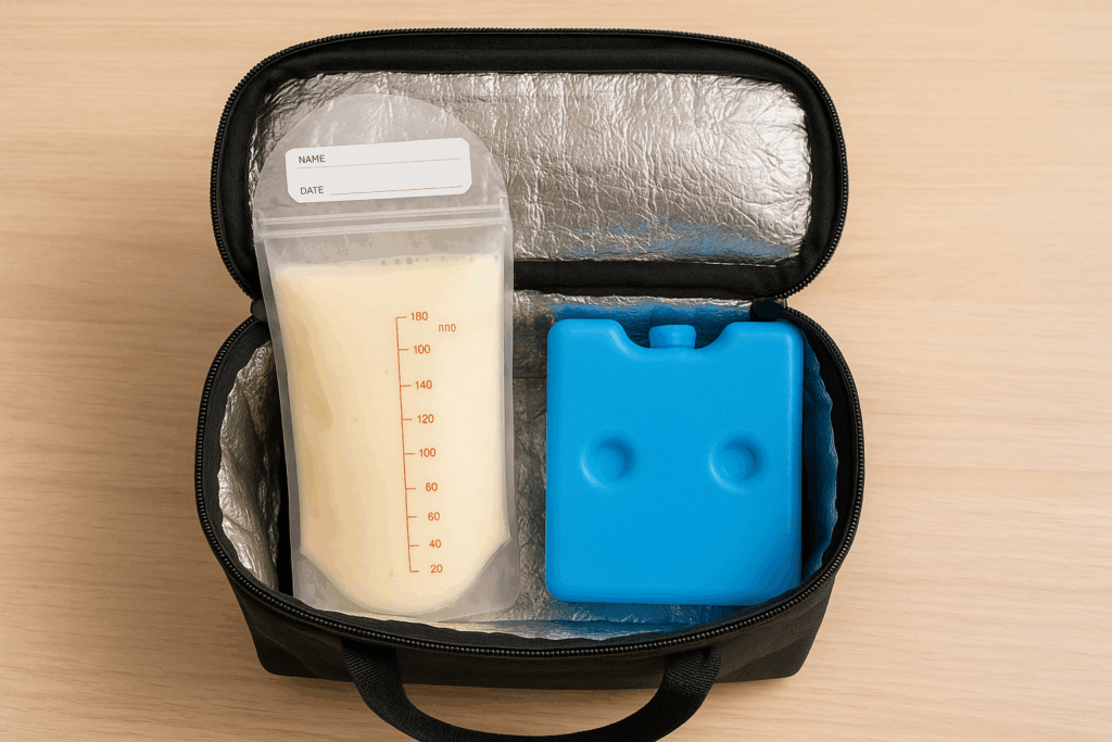 外出攜帶母乳,可以用保冷袋,也可以在保冷袋放冰磚加強保冷